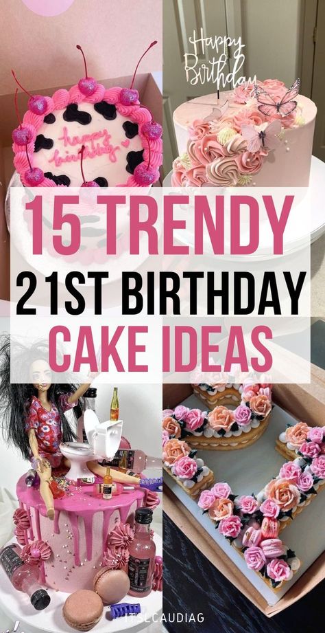 My daughter is turning 21 this year and I’ve been trying to find the perfect 21st birthday cake. I’m so lucky I found these 21st birthday ideas for her because they were super helpful! Diy 21st Birthday Cake, Bday Cakes For Girls, 21st Birthday Cake Ideas, Birthday Cake For Daughter, 21st Birthday Cake For Girls, 21st Bday Cake, 21st Birthday Cupcakes, 21st Birthday Diy, Girly Birthday Cakes