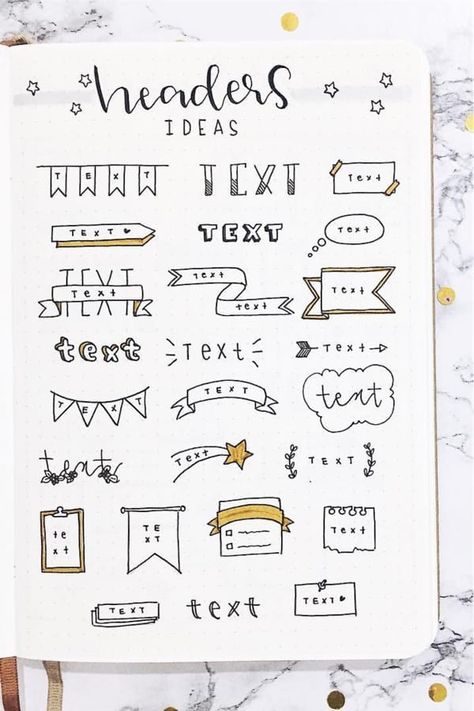 Check out these super cute bullet journal bbanner doodle ideas for inspiration! #bujodoodle #bulletjournal #doodles #bujobanner Journal Banner Ideas, Journal Banner, Bullet Journal Headers, Bullet Journal Font, Bullet Journal Banner, Journal Fonts, Bullet Journal Notes, Bullet Journal Paper, Banner Ideas