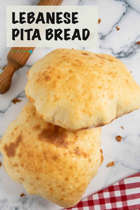 This Lebanese Pita Bread recipe is a delicious, no-fuss way to have an all-around bread for all your meals.  Plus, it's so easy to prepare it manually --- give it a try! Lebanese Bread Recipe, Lebanese Pita Bread Recipe, Easy Pita Bread Recipe, Turkish Flatbread Recipe, Lavash Bread Recipe, Lebanese Bread, Middle Eastern Bread, Flatbread Dough, Recipes Mediterranean