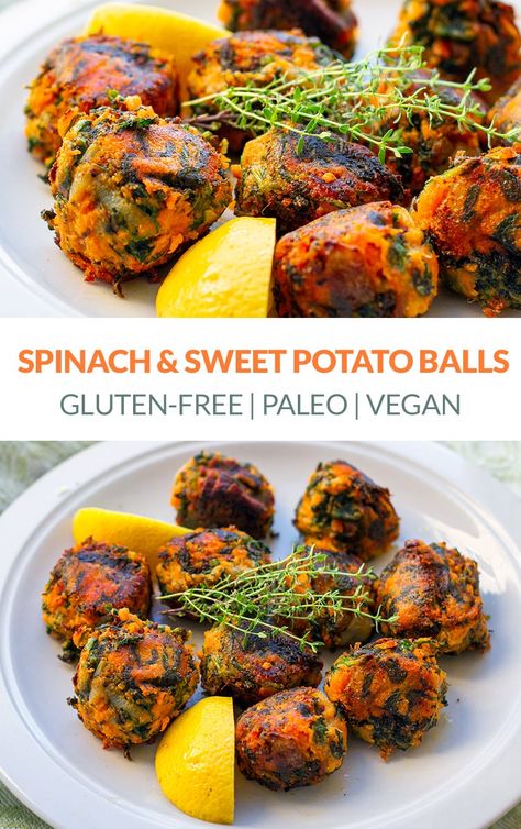 Spinach Sides, Sweet Potato Balls Recipe, Spinach And Sweet Potato, Spinach Sweet Potato, Sweet Potato Balls, Potato Balls Recipe, Spinach Potato, Potato Balls, Cubed Sweet Potatoes