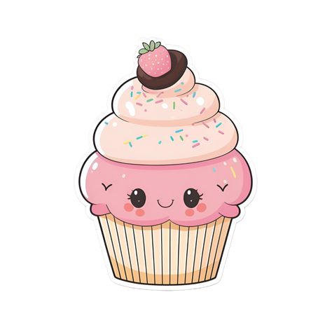 Cute Cartoon Kawaii Cupcake Sticker Clipart AI Generated Cute Cartoon Clipart, Cupcake Cartoon Drawing, Cupcake Clipart Cute, Cupcake Cute Drawing, Cute Stickers Ideas Kawaii, Cute Clipart Stickers, Cupcake Illustration Cute, Kawaii Cake Drawings, Cute Cartoon Drawings Kawaii