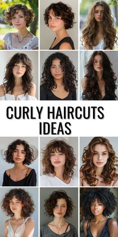 Discover curly haircuts ideas for long hair that highlight the beauty of natural curls. With layers and bangs, these styles can add movement and personality to your 3a and 3b curls. Perfect for both brown and blonde hair, these haircuts offer a chic and aesthetic look, ideal for those who love a wavy, voluminous style. Type B Curly Hair, Hair Cut Ideas For Curly And Frizzy Hair, Long Hair Curly Haircuts, Med Curly Haircuts For Women, Wavy Haircuts Round Face, Curly Haircut Styles Natural Curls, Naturally Curly Hair With Layers, Curly Hair Short Layers Long Hair, Layered Hairstyles For Wavy Hair