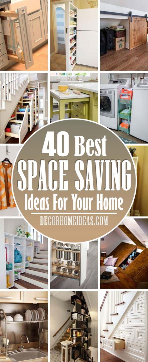 Best Space Saving Ideas Space Saving Ideas For Home, Tiny House Hacks, Space Saving Ideas, Diy Space Saving, Tiny House Storage, Diy Space, Space Saving Kitchen, Storage House, Small Space Organization