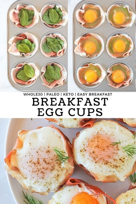 Quick And Easy Healthy Breakfast, Breakfast Egg Cups, Egg Cups Recipe, Prosciutto Recipes, Egg Cups Breakfast, Vegan Muffins, Healthy Breakfast Recipes Easy, Carb Dinner, Egg Muffins