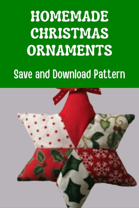 Homemade Christmas ornaments pattern Fabric Christmas Decorations Sewing, Fabric Ornaments Diy Free Pattern, Christmas Ornaments To Sew, Ornaments To Sew, Easy Christmas Sewing, Sewn Ornaments, Christmas Diy Sewing, Christmas Crafts Sewing, Fabric Christmas Decorations