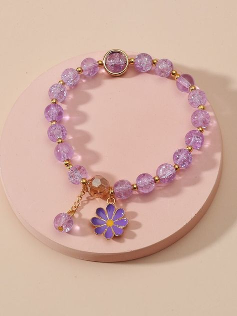 Color: Purple Gender: Women Material: Glass Details: Flowers Style: Cute Product Measurements in cm : Size Diameter one-size 5 Purple Flower Charm Beaded Bracelet Boho Crafted Creative Beads Design Stretchy Great for daily wear, anniversary, party etc. Excellent Gift: A sweet gift for families or friends in Valentine's Day, Mother's Day, Father's Day, Christmas, birthday, thanksgiving. A perfect magical gift for special one in your life. Of course, including yourself High Quality Purple Flower C Girly Bracelets, Charm Beaded Bracelet, Purple Beaded Bracelets, Locket Design, Crystal Bead Jewelry, Beads Design, Resin Bracelet, Purple Gift, Trending Engagement Rings