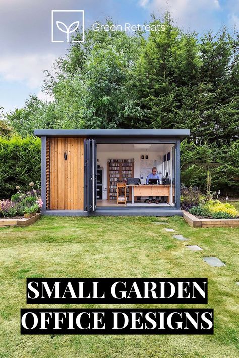 Garden Office Design, Outdoor Office Shed, Garden Office Ideas, Small Garden Office, Prefab Office, Garden Office Shed, Office Shed, Shed Office, Tiny Office