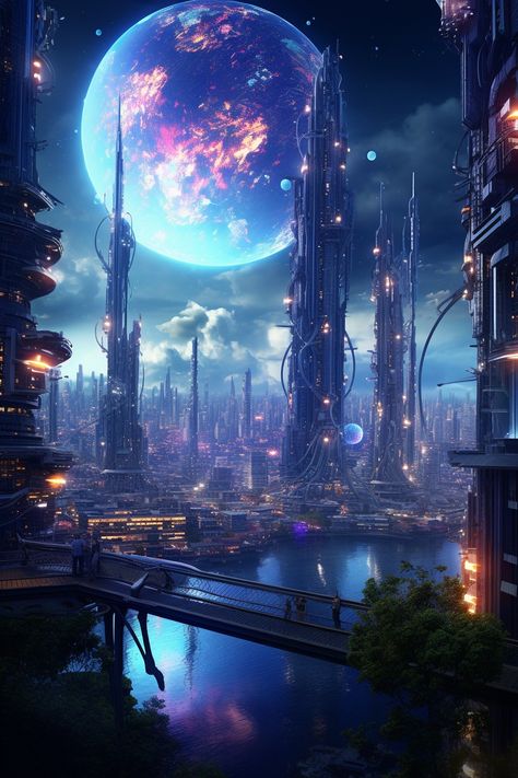 Scifi Fantasy Art Scenery, Scifi World, Scifi Landscape, Futuristic City Utopia, Space World, Scifi City, Futuristic World, Fantasy Space, Dreamy Artwork