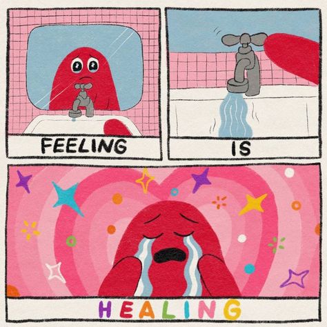 Quotes When You Feel Down, You Are Not Your Thoughts, Feel Your Feelings Quotes, Healing Thoughts Quotes, Slimy Oddity, Healing Illustration, Feel Your Emotions, Mind Aesthetic, Growing Art