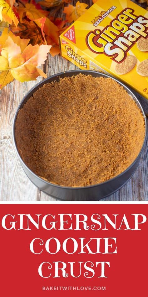 Gingersnap Pie Crust Recipe, Ginger Snap Pie Crust, Cookie Pie Crust Recipe, Gingersnap Crust Recipes, Cookie Pie Crust, Cookie Crumb Crust, Cookie Crust Recipe, Desserts Pastry, Crumb Recipe