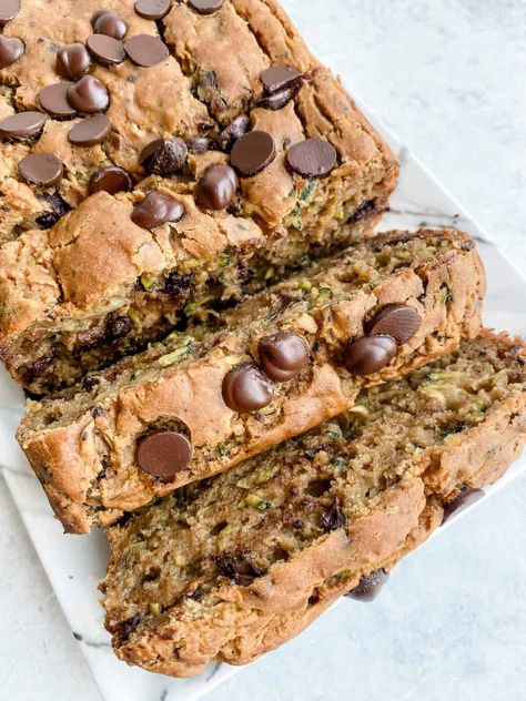 Gluten Free Zucchini Banana Bread - Lovely Delites Banana Zuchini Bread, Gluten Free Zucchini Banana Bread, Lovely Delites, Zucchini Banana Bread Recipes, Banana Bread Gf, Banana Zucchini Bread, Macro Nutrients, Banana Zucchini Muffins, Banana Zucchini