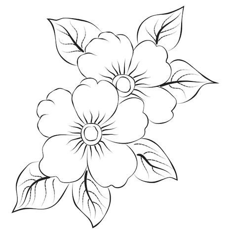 Free vector line art and hand drawing fl... | Premium Vector #Freepik #vector #lineart #flower #flower-vector #flower-drawing Free Hand Flower Drawing, Picture Flowers Art, Flowers Pictures Drawing, Free Hand Design Drawing, One Line Simple Drawing, Hand Drawing Flower, Stencil Flower Design, Outline For Painting, Art Work Designs