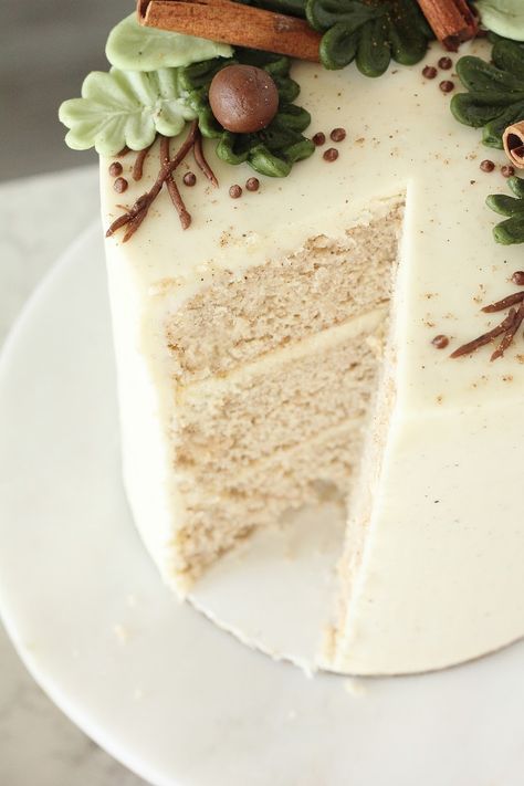 Egg Nog Cakes, Eggnog Dessert Recipes, Egg Nog Cake, Eggnog Cake Recipe, Baking With Blondie, Eggnog Dessert, Eggnog Recipes, Watercolor Cakes, Eggnog Cake