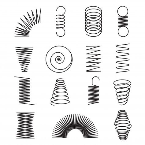 Metal springs. spiral lines, coil shapes... | Premium Vector #Freepik #vector #line #metal #shapes #curve Symbols Illustration, Spring Logo, Spiral Drawing, Iphone Wallpaper Earth, Spiral Line, Vector Symbols, Minimal Drawings, Architecture Concept Diagram, Geometric Design Art