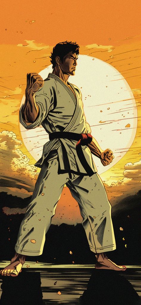 Karate & Sunset Art Wallpaper - Karate Aesthetic Wallpaper iPhone Sun Patterns, Cool Sunset, Martial Arts Manga, Kyokushin Karate, Shotokan Karate, Karate Martial Arts, Ip Man, Inner Warrior, Martial Arts Workout