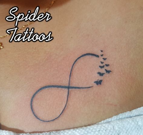 Butterfly And Infinity Tattoo, Infinity Tattoo With Butterfly, Small Infinity Tattoos For Women, Infinity Tattoo Stencil, Butterfly Infinity Tattoo, Infinity Butterfly Tattoo, Infinity Name Tattoo, Small Infinity Tattoos, Anklet Tattoos For Women