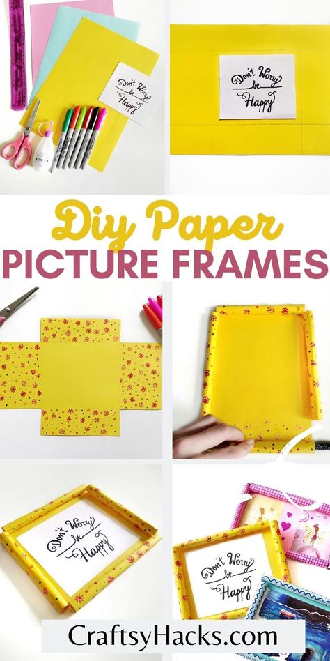 Making A Picture Frame Diy, How To Make A Frame For A Picture, Homemade Picture Frames, Homemade Frames, Homemade Pictures, Paper Picture Frames, Frames Diy Crafts, Frame Tutorial, Diy Picture Frame