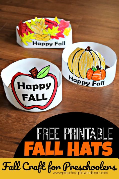 FREE Printable Hats - Fall Craft for Preschoolers - super cute activity perfect for fall with toddler, prek, kindergarten age kids #preschool #fall Fall Crafts For Toddlers, Fall November, September Crafts, Autumn Leaves Craft, Preschool Crafts Fall, Preschool Fall, Crafts For Preschoolers, November Crafts, Free Printable Crafts