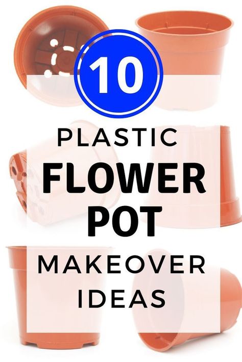 Plastic Pots Makeover Diy, Plastic Flower Pot Makeover, Flower Pot Makeover, Pot Makeover, Diy Painted Floors, Cheap Flower Pots, Planting Pots, Gardening Diy, Plastic Plant Pots