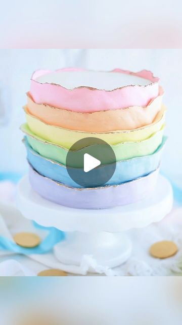 Mandy Merriman - Baking with Blondie on Instagram: "True or false? 

I frosted this ribbon rainbow cake in less than 15 seconds 👀

The Wilton 127 tips sure is lots of fun! (And yes, the actual frosting part is less than 15 seconds… it’s all the colored buttercream prep beforehand that gets ya!) 😝

And guess what?! 

➡️ Did you know that my new “I’ll Bring the Cake” cookbook has HOLIDAY themed cakes like this one added to every season chapter?! 

Yep! That’s right! And with every holiday cake, I shared a step by step photo tutorial on how to easily try a new technique like this one ☝🏻. 

I have two ✌🏻 rainbow cakes in the spring chapter, and this rainbow ribbon one is included! 🌈 So with every season chapter in the book including every major holiday, you get to bake ALL year round with Rainbow Frosting Cake, Rainbow Sheet Cake, Rainbow Buttercream Cake, Mandy Merriman, Rainbow Theme Cake, Rainbow Themed Cake, Rainbow Cake Ideas, Holiday Themed Cakes, Rainbow Icing