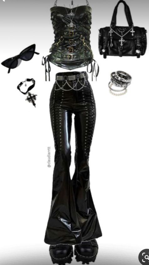 Gothic Emo Fashion, Disco Goth Outfit, Rich Alternative Aesthetic, Alt Kpop Outfits, Dark Goth Clothes, Biker Goth Outfit, Grunge X Y2k, Goth Performance Outfits, Aesthetic Vampire Outfit