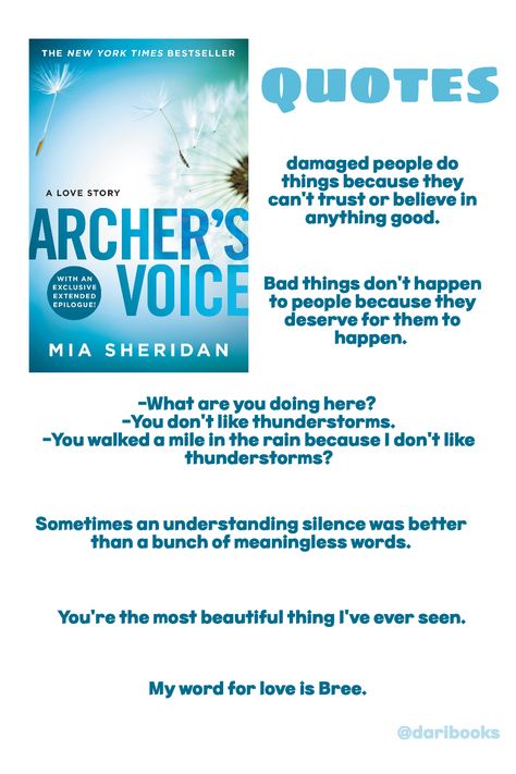 Archers Voice, Archer's Voice, Mia Sheridan, Voice Quotes, Silence Is Better, Romantic Book Quotes, Book Annotation, Romantic Books, Journal Quotes