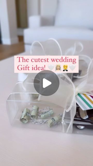 Charity Lighten on Instagram: "This is the cutest wedding gift idea that I got from a friend (thanks Julie)!
You’ll need a little car (which I got on Amazon), some ribbon and some cash!
I used a sharpie to write “Just Married” and the wedding date on the car!" Just Married Gift Ideas, Wedding Cash Gift Ideas, Weeding Gift Ideas For Couples, Diy Wedding Gift Ideas, Weeding Gift Ideas, Wedding Cash Gift, Couples Money, Just Married Car, Married Gift