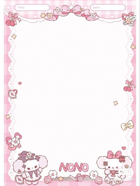 Kawaii Invitation Template, Kawaii Menu Template, ក្របសៀវភៅ Kitty, Memo Paper Aesthetic Printable, Sanrio Notes Template, Memo Pad Design Kawaii, Kawaii Memo Pad Printable, Frame Kitty, Kawaii Note Template