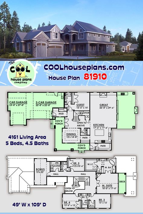 Master Suite Balcony, Starter Home Plans, Large Covered Patio, Vastu House, Bedroom Traditional, Traditional House Plan, Traditional House Plans, 3 Car Garage, Bedroom Guest