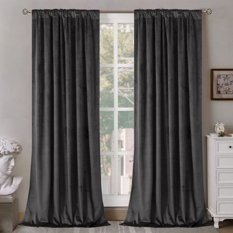 Amazon.com: BGment Grey Velvet Curtains 84 Inch for Bedroom, Thermal Insulated Blackout Curtains Noise Reduce Back Tab and Rod Pocket Window Panels for Living Room, Set of 2 Panels, 52 x 84 Inch : Home & Kitchen Grey Velvet Curtains, Pocket Window, Fitted Bedrooms, Velvet Drapes, Tab Curtains, Luxury Curtains, Curtain Room, Insulated Curtains, Drape Panel