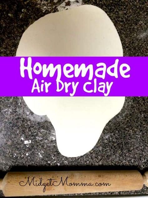 Diy Air Dry Clay Recipe, Homemade Air Dry Clay, Air Dry Clay Recipe, Easy Air Dry Clay, Make Air Dry Clay, Modeling Clay Recipe, Clay At Home, Homemade Clay Recipe, Clay Recipe