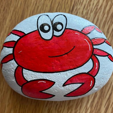 Crab Painting, Garden Rock Art, Acrylic Art Projects, Diy Rock Art, Painted Rock Animals, Stone Art Painting, Seashell Painting, Painted Rocks Kids, Painted Rocks Craft