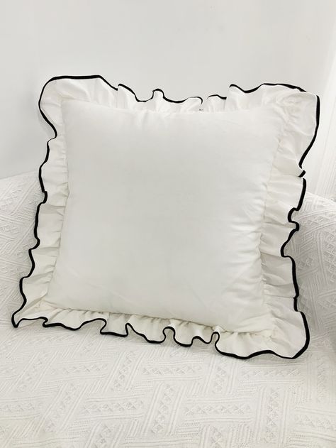 Ruffle Trim Cushion Cover Without Filler Ruffle Pillow, Living Room Cushions, College Room, Vintage Throw Pillows, Linen Sofa, Living Room White, Pillow Fabric, White Pillows, Modern Fabric