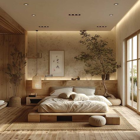 The Gentle Art of Zen Style in Home Interior Design • [ArtFacade] Japanese Sleeping Room, Tatami Room Bedroom, Japanese Bedroom Traditional, Japanese Room Bedrooms, Japanese Interior Design Bedroom, Japanese Futon Bedroom, Zen Room Ideas, Japanese Resort, Japanese Zen Interior