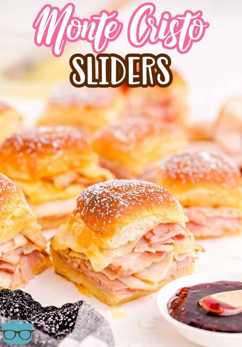 Monte Cristo Sliders, Southern Thanksgiving Menu, Thanksgiving Menu Ideas Side Dishes, Monte Cristo Sandwich, Slider Sandwiches, Breakfast Slider, Traditional Thanksgiving Menu, Cheese All, Thanksgiving Menu Ideas