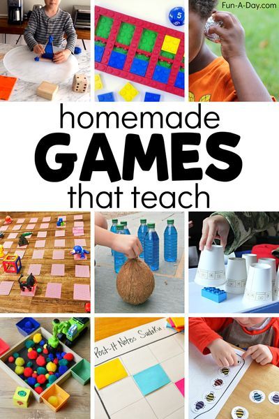 Try one of these awesome homemade games! There's games for both indoor and outdoor, and all are easy enough that kids can help make them. Best of all, there's a learning component to each one! Games To Make At Home, Homemade Games, Games To Make, Fun Educational Games, Games To Play With Kids, Diy Kids Games, Learning Games For Kids, Diy Crafts For Adults, Educational Games For Kids