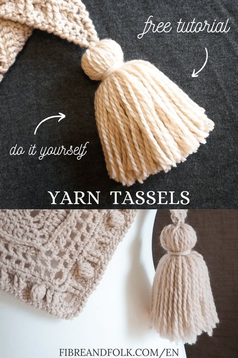 Yarn Tassel Diy, Crochet Blanket Tassels, Robin Crochet, Tassels Diy Tutorials, Crochet Robin, Tassel Diy, Pompon Diy, Crochet Prayer Shawls, Tassels Tutorials