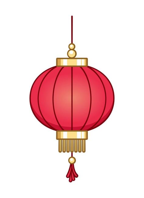 Chinese festival hanging lantern cartoon vector illustration. Traditional New year Asian red lamp. Chinese New Year Cherry Blossom, Chinese Lantern Drawing Simple, New Year Vector Illustration, Chinatown Poster, Tanglung Cina, Chinese Lantern Illustration, Lantern Drawing Simple, Lantern Festival Drawing, Chinese New Year Drawing