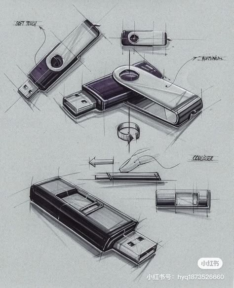 转发 // Product Design Sketching, Product Sketching, Realistic Render, Product Sketches, Design Portfolio Layout, Product Sketch, Industrial Design Product, Design Sketching, Object Drawing