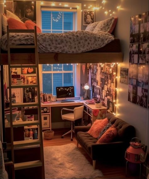 Aesthetic 2 Person Bedroom, Teen Bedroom Ideas Small Room, Fun Room Ideas For Adults, Non Basic Room Ideas, Bed Rooms Ideas For Teens, Cute Bedroom Ideas For Small Rooms Cozy Pink, Small Bedroom Ideas Aesthetic Cozy, Loft Beds For Teens Small Spaces, Bedroom Ideas For Small Rooms Cozy Comfy