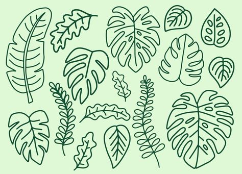 Cricut Monstera Leaf, Tropical Plant Line Art, Small Monstera Leaf Tattoo, Simple Monstera Drawing, Monstera Leaf Drawing Simple, Monstera Outline Tattoo, Monstera Leaf Design, Simple Leaf Outline, Simple Monstera Tattoo