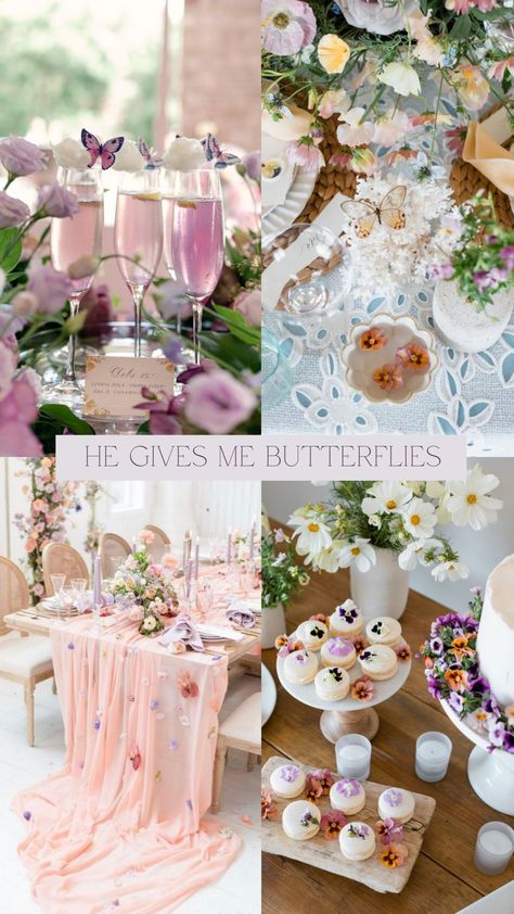 He Gave Me Butterflies Bridal Shower Theme, Tea Party Bridal Shower Flowers, Ethereal Bridal Shower Ideas, Fairy Theme Bridal Shower Ideas, He Gives Her Butterflies Bridal, Garden Tea Party Bridal Shower Ideas Decor, Here’s To A Lifetime Of Butterflies Bridal, Butterfly Theme Bridal Party, Dreamy Bridal Shower Ideas