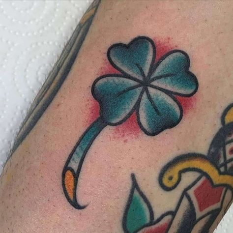 Top 87 Best Irish Tattoo Ideas [2020 Inspiration Guide] American Traditional Four Leaf Clover, American Traditional Clover Tattoo, American Traditional Tattoo Designs Men, Four Leaf Clover Tattoo Traditional, Clover Tattoo Traditional, Shamrock Tattoo Mens, Traditional Clover Tattoo, Traditional Gap Filler, Traditional Gap Filler Tattoo