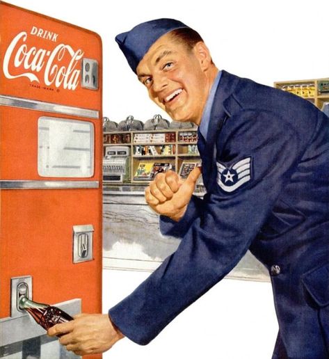 Coca-Cola us air force 1952....You won't see the AF today being this commercial. John Pemberton, Coca Cola Poster, Coke Ad, Coke Machine, Always Coca Cola, Coca Cola Ad, World Of Coca Cola, Vintage Coke, Coke Cola