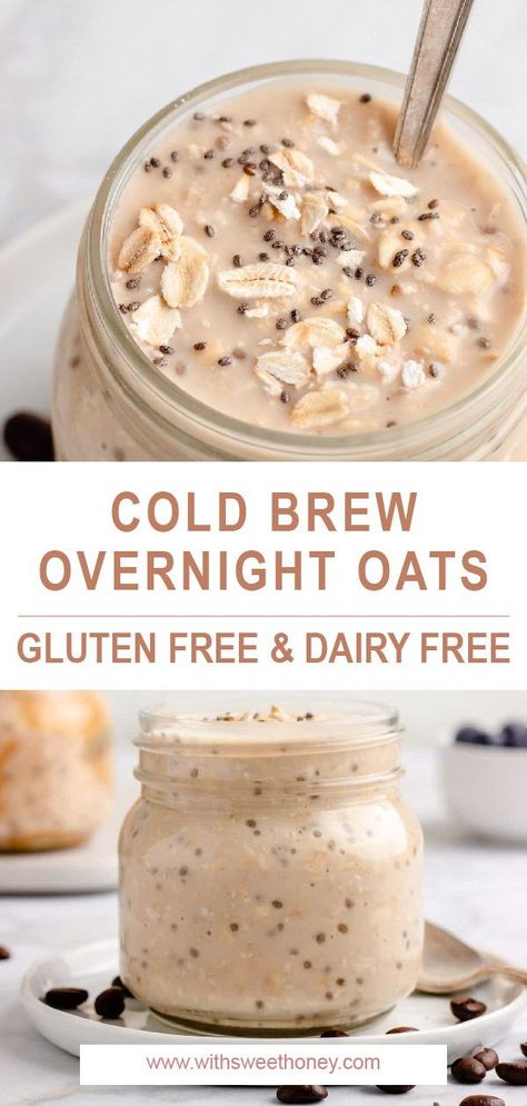 Overnight Oats For Breastfeeding, Cold Brew Overnight Oats, Coconut Milk Overnight Oats, Coffee Overnight Oats, Breakfast Jars, Gluten Free Overnight Oats, Gluten Free Dairy Free Snacks, Dairy Free Overnight Oats, Cold Oats