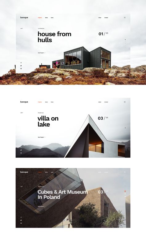 Slide Layout, Portfolio D'architecture, Design Portfolio Layout, Design De Configuration, Architecture Websites, Architecture Website, Website Trends, Visuell Identitet, Interior Studio