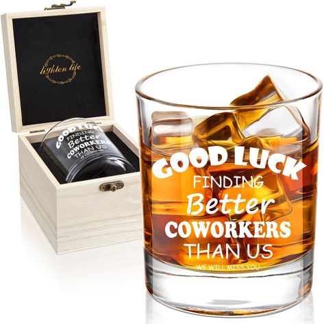 LIGHTEN LIFE Good Luck Finding Better Coworkers Than Us Whiskey Glass 360ml,Novelty Coworker Leaving Gift in Valued Wooden Box,Farewell Gift for Coworker Boss Colleague Friend Men Easy Coworker Gifts, Good Luck Finding Better Coworkers, Gift For Coworker Leaving, Coworker Leaving Gift, Farewell Gift For Coworker, Coworker Leaving, Unique Office, Gift For Coworker, Neuer Job