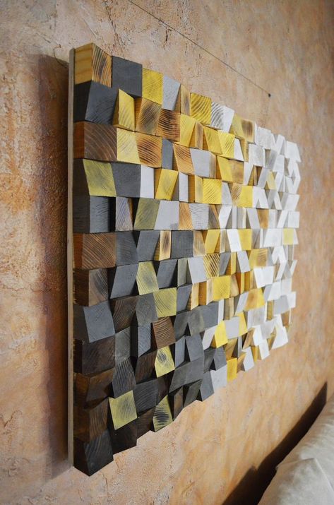 Tre Kunst, Diy Wand, Reclaimed Wood Wall Art, Reclaimed Wood Art, Wood Mosaic, Reclaimed Wood Wall, Art Winter, 3d Wall Art, Geometric Wall Art