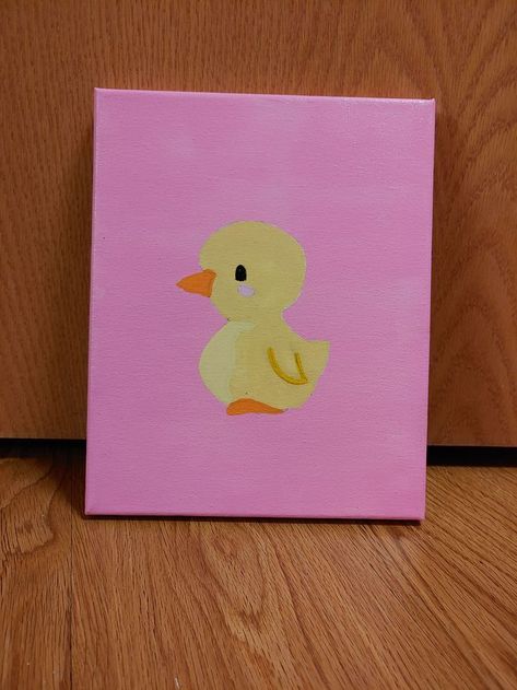 Ducks Painting Acrylic, Green Easy Painting Ideas, Cute Things To Paint On A Big Canvas, Cute Acrylic Paintings Easy, Small Paining Idea, Easy Diy Canvas Painting For Beginners, Cute Simple Animal Paintings, Cute Animal Canvas Paintings, Easy Painting Ideas On Canvas Love