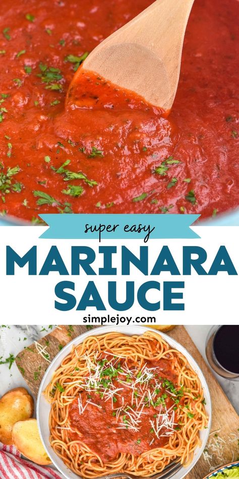 This Easy Marinara Sauce Recipe is the perfect basic sauce. Use this simple easy marinara sauce from scratch the next time you are making pasta and meatballs for a great 30 minute recipe. Marinera Sauce Recipe, Marinara Sauce From Scratch, Quick Marinara Sauce, Pasta And Meatballs, Instant Pot Spaghetti Recipe, Homemade Spaghetti Sauce Easy, Pizza Spaghetti, Pasta Marinara, Easy Marinara Sauce